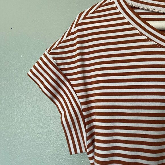 Merokeety copper striped tee dress pockets size S - Picture 3 of 9